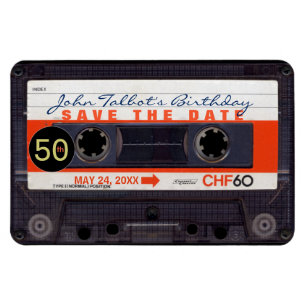 Imán Retro Audiotape S 50 cumpleaños Guardar la fecha F