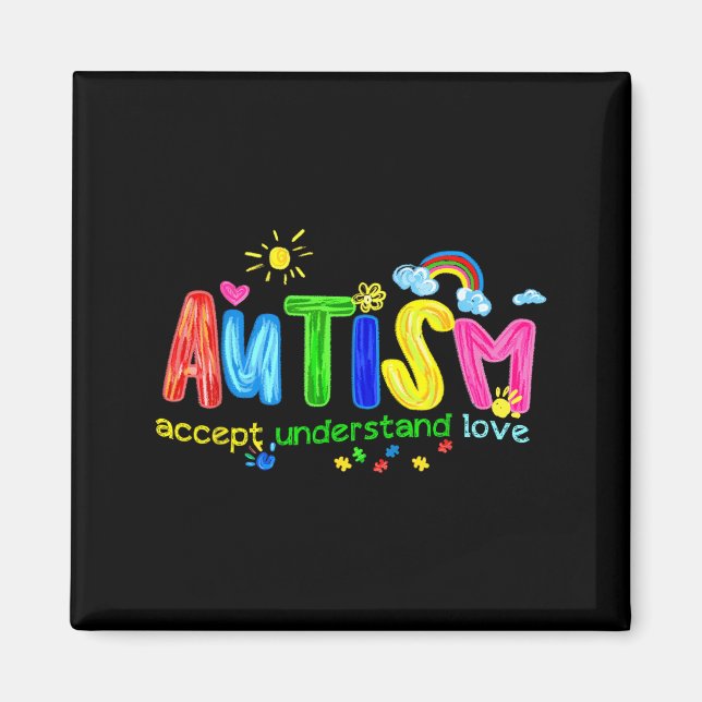 Imán Retro Autismo Aceptar Entender Amar Ser (Frente)