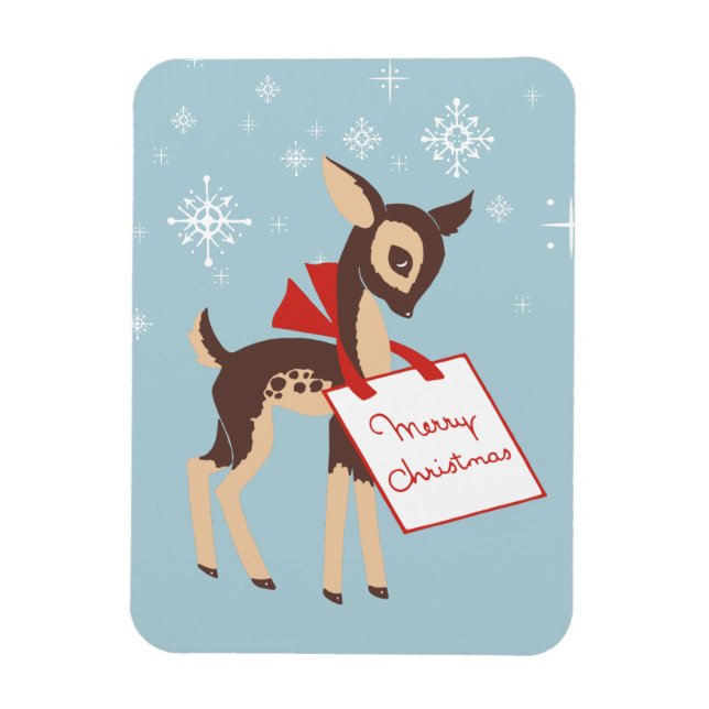 Imán Retro Baby Reindeer | Magnate flexible de navidad (Vertical)