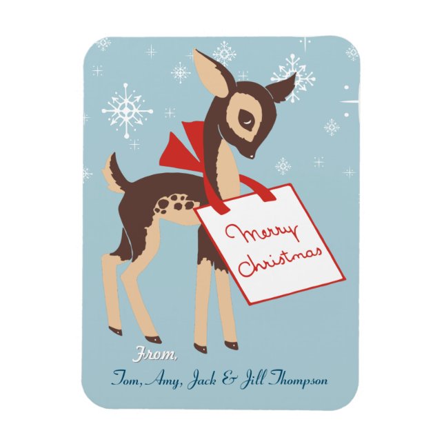 Imán Retro Baby Reindeer | Navidades personalizados fle (Vertical)