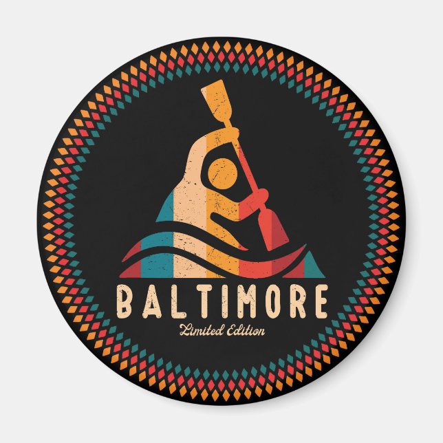 Imán Retro Baltimore Kayak (Frente)