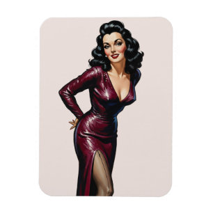 Imán Retro Bella Brunette Viejo Glamour Arte