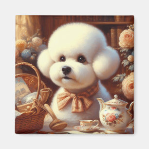Imán Retro Bichon Frisé Pintura