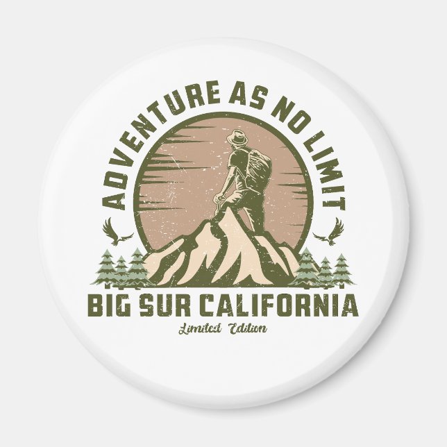 Imán Retro Big Sur Hike Sunset T-Shirt (Frente)