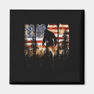 Imán Retro Bigfoot Usa Bandera Americana Día de la Inde
