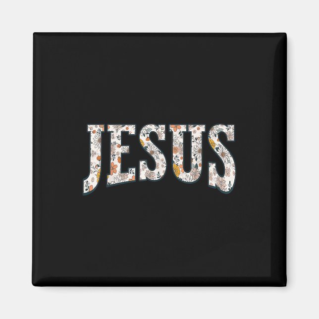 Imán Retro Boho Flor Silvestre Jesús Dios Fe Religioso  (Frente)