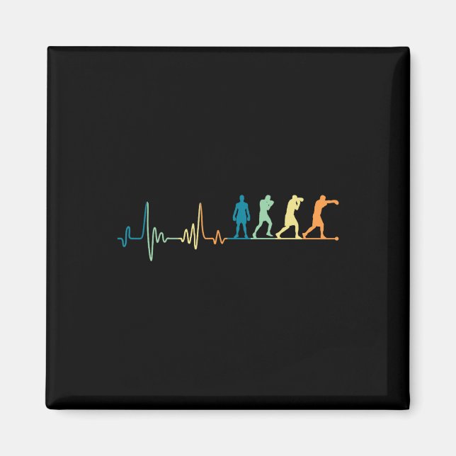 Imán Retro Boxing Heartbeat - Amante del boxeo Boxeador (Frente)