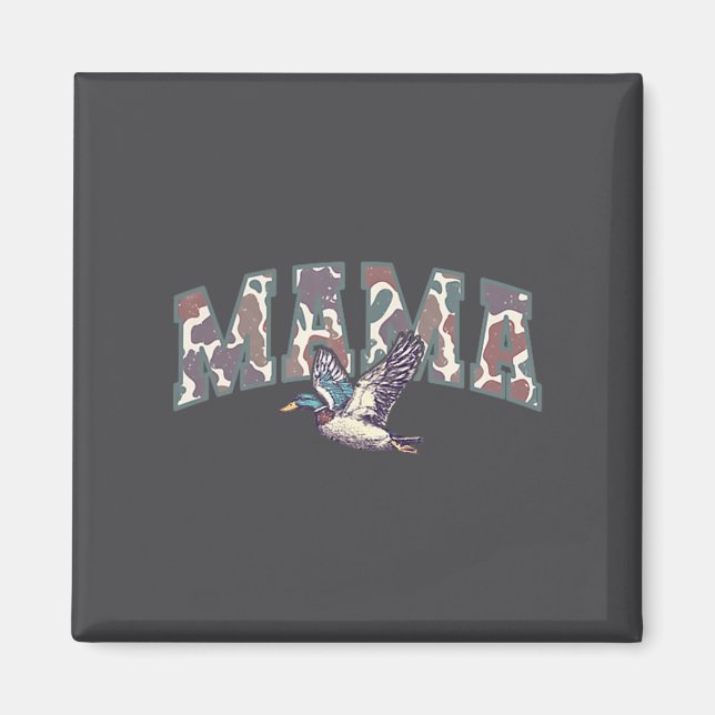 Imán Retro Camo Duck Hunting Mama 1st Birthday Family M (Frente)