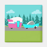 Retro Camper / Trailand and Car Magnet