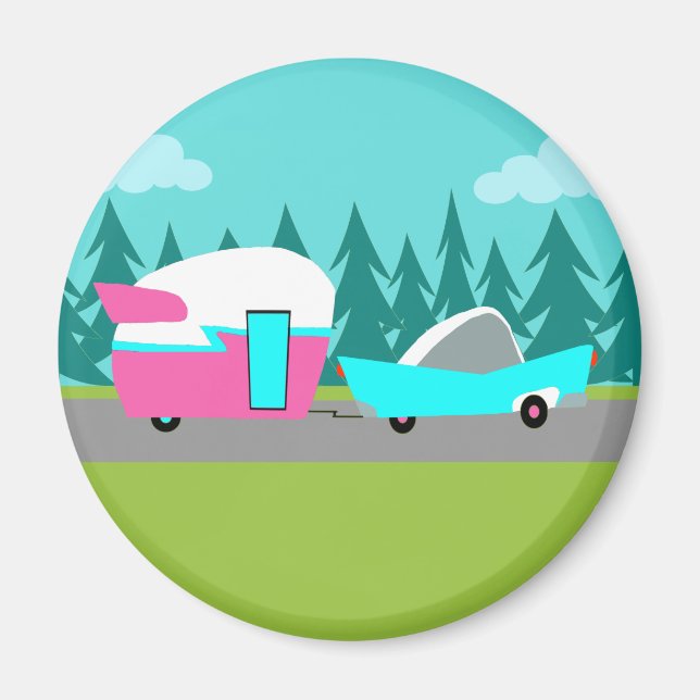 Imán Retro Camper / Trailand and Car Magnet (Frente)