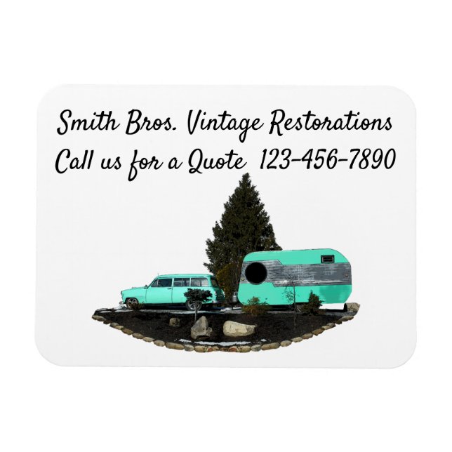 Imán Retro Camping Car Trailer Flexible Photo Magnet (Horizontal)