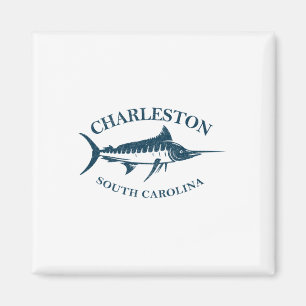 Imán Retro Charleston South Carolina Vintage Fishing Bo