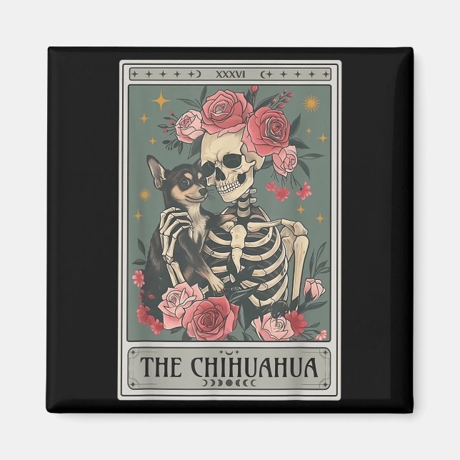 Imán Retro Chihuahua Dog Lover The Moon Halloween , Wom (Frente)