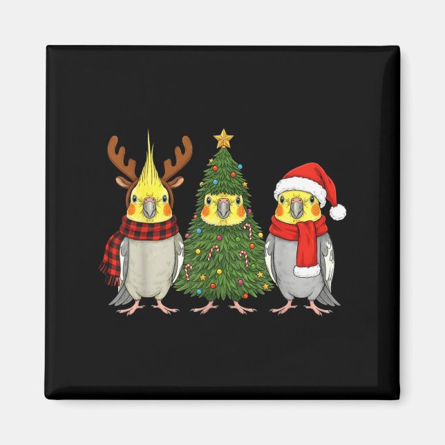 Imán Retro Christmas Atiel Parrot Santa Reindeer  (Frente)