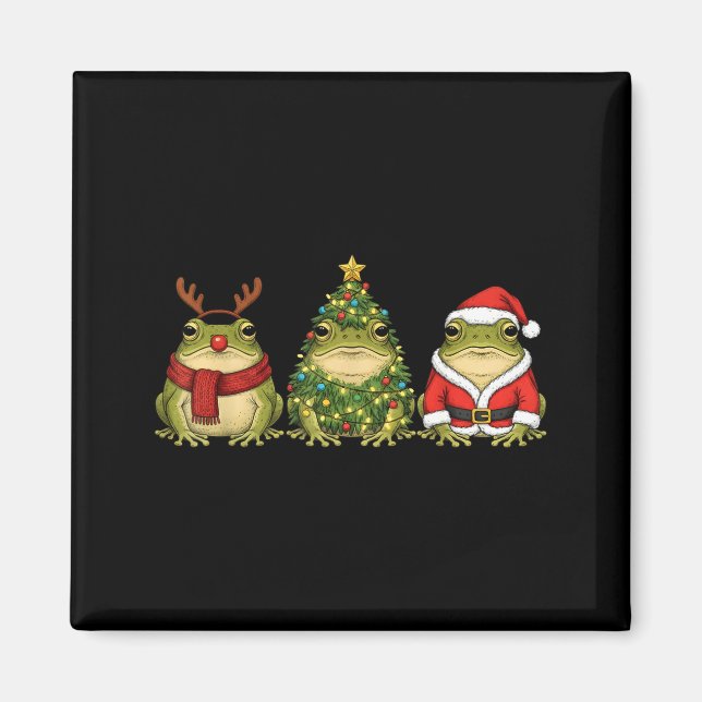 Imán Retro Christmas Desert Rain Frog Santa Reindeer  (Frente)