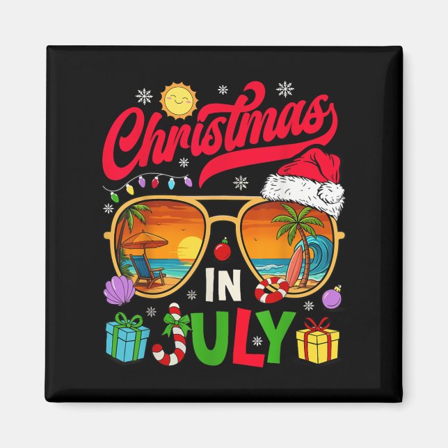 Imán Retro Christmas In July Sungles Beach Summer Hawai (Frente)