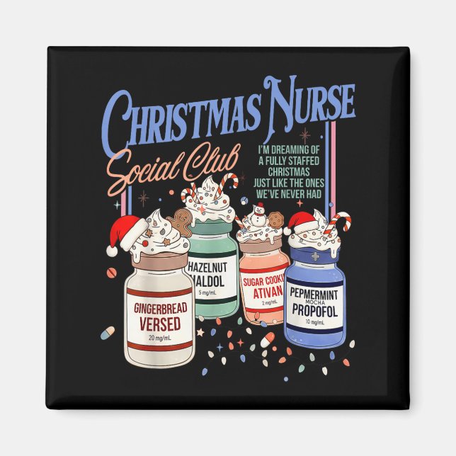 Imán Retro Christmas Nurse Social Icu Nurse Profol Xmas (Frente)
