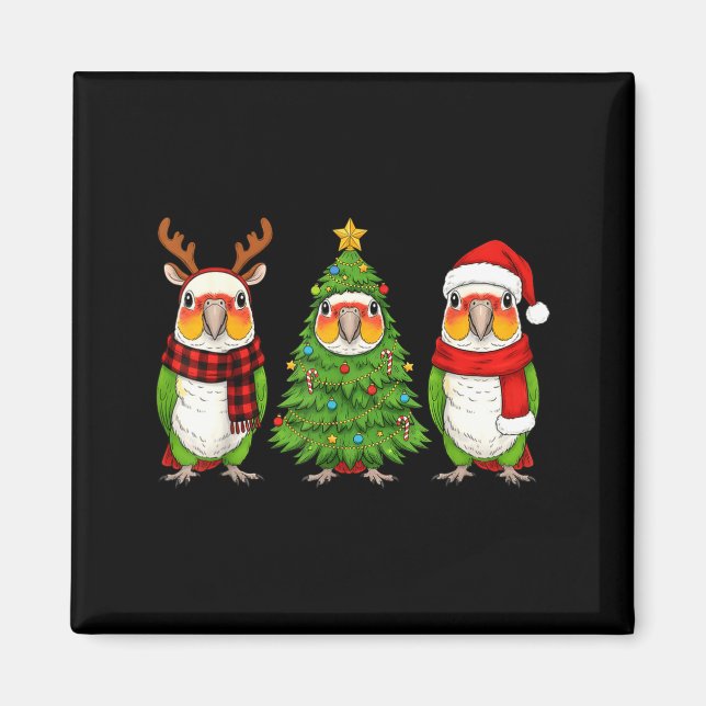 Imán Retro Christmas White Bellied Caique Parrot Santa  (Frente)