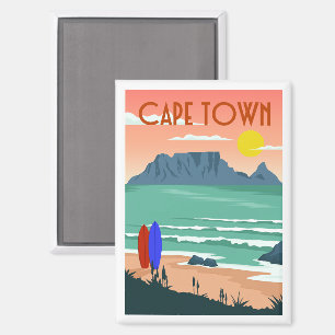 Imán Retro Ciudad del Cabo Sudáfrica Mesa de arte de mo