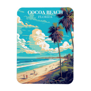 Imán Retro Cocoa Beach Florida Travel Magnet