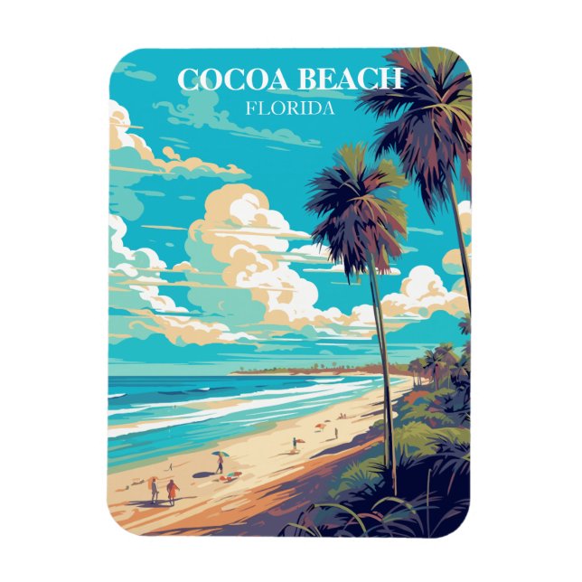 Imán Retro Cocoa Beach Florida Travel Magnet (Vertical)