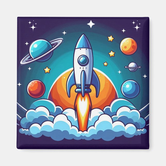 Imán Retro, cohete espacial exterior (Frente)