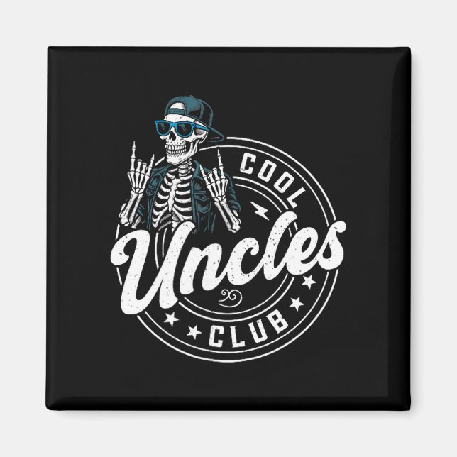 Imán Retro Cool Uncles Club Funny Skeleton New Uncle Me (Frente)