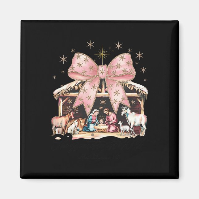Imán Retro Coquette Bow Navidades Cristianos (Frente)