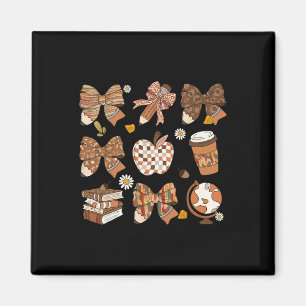 Imán Retro Coquette Bow Teacher Coffee Book