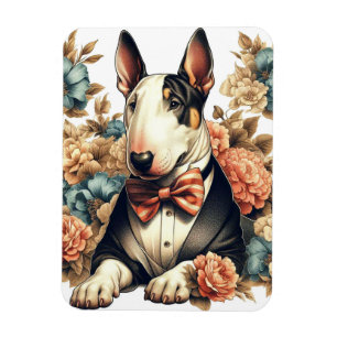 Imán Retro Cute Floral Bull Terrier