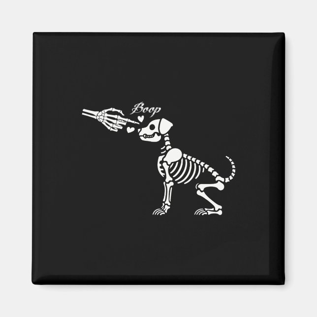 Imán Retro Cute Skeleton Hand Boop Dog Funny Halloween (Frente)