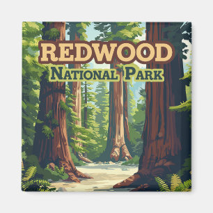 Imán Retro de árbol de California en el Parque Nacional