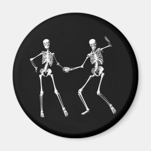 Imán retro de baile de los esqueletos