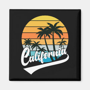 Imán Retro De California Sunset Y Palm Trees Magnet