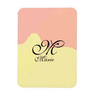 Imán Retro de color amarillo naranja añadir su monogram