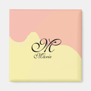 Imán Retro de color amarillo naranja añadir su monogram
