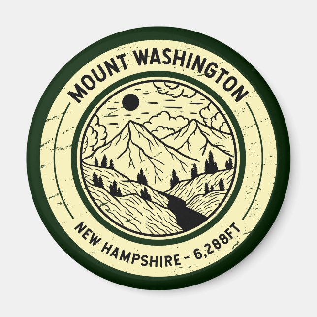 Imán Retro de esquí de senderismo de Mount Washington N (Frente)