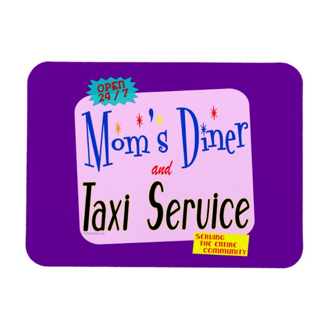Imán Retro de servicio de comida y taxi para las madres (Horizontal)