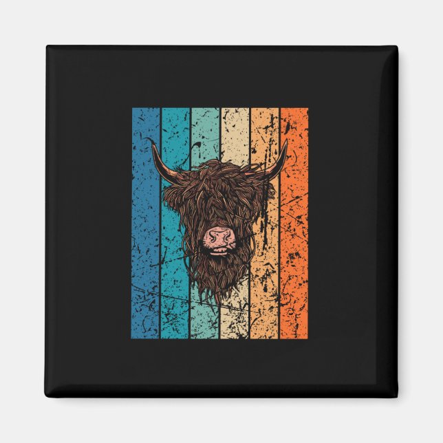 Imán Retro de vaca Highland de Escocia (Frente)