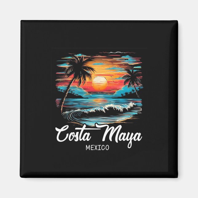 Imán Retro de vacaciones en familia México Costa Maya (Frente)