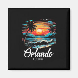 Imán Retro de vacaciones familiares al atardecer Florid