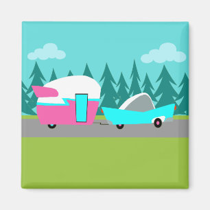 Imán retro del campista/del remolque y del coche