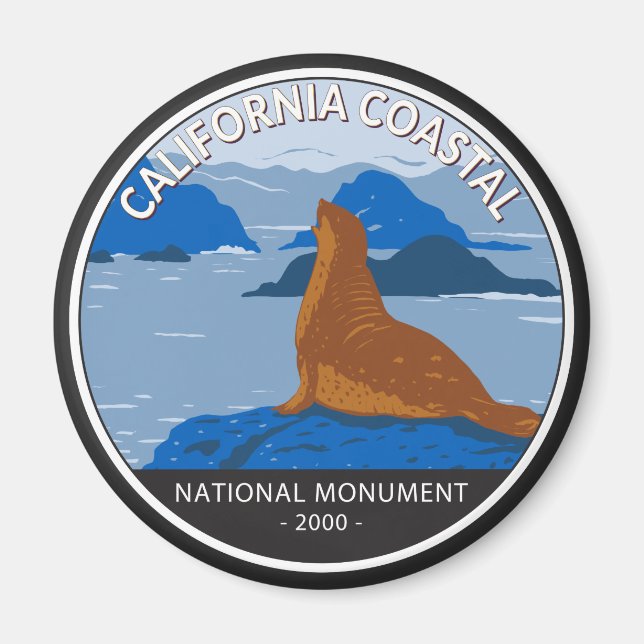 Imán Retro del círculo del monumento nacional costero d (Frente)