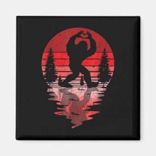 Imán Retro Día de San Valentín Bigfoot Sasquatch Love H