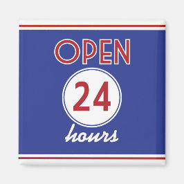 Imán Retro Diner Design Magnet Abierto 24 Horas