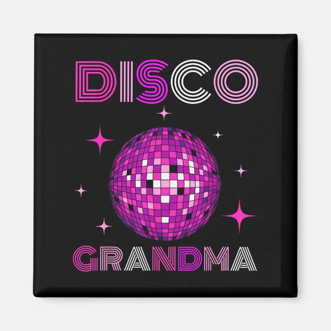 Imán Retro Disco Grandma 70s 80s Dance Party Mirror Bal (Frente)