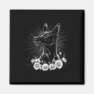 Imán Retro Doberman Pinscher Dog Lover Tattoo Style