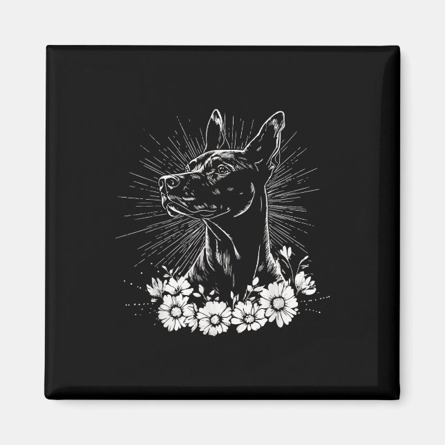 Imán Retro Doberman Pinscher Dog Lover Tattoo Style (Frente)