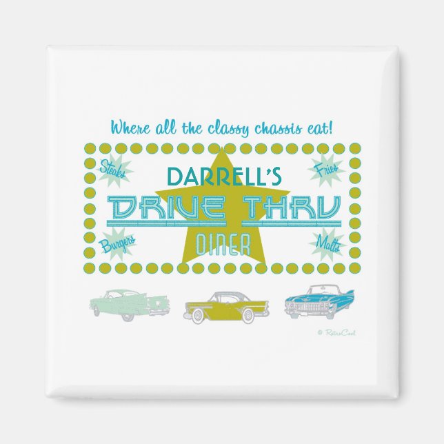 Imán Retro Drive-Thru Diner (grn) (Frente)