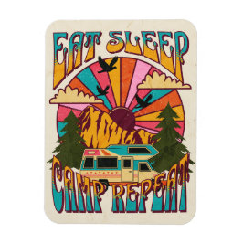 Imán Retro Eat Sleep Camp Repeat